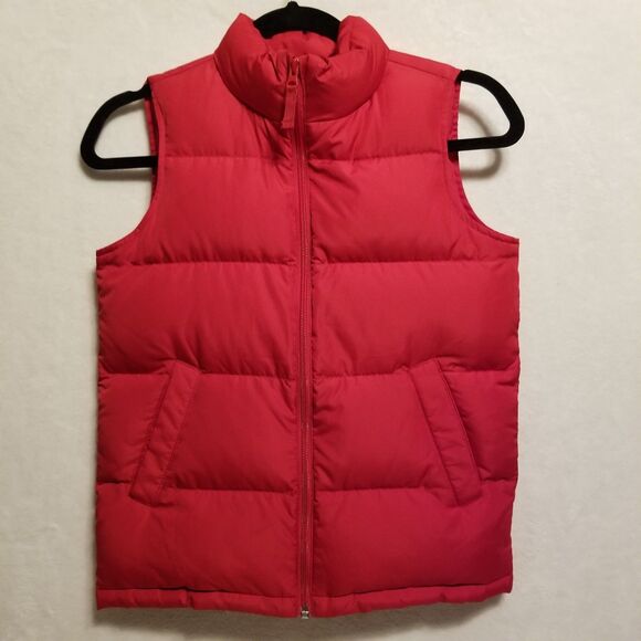 Lands End Youth Sm 8 Vest Jacket Down Puffer Full Zip Red Mock Neck Classic - Picture 1 of 7